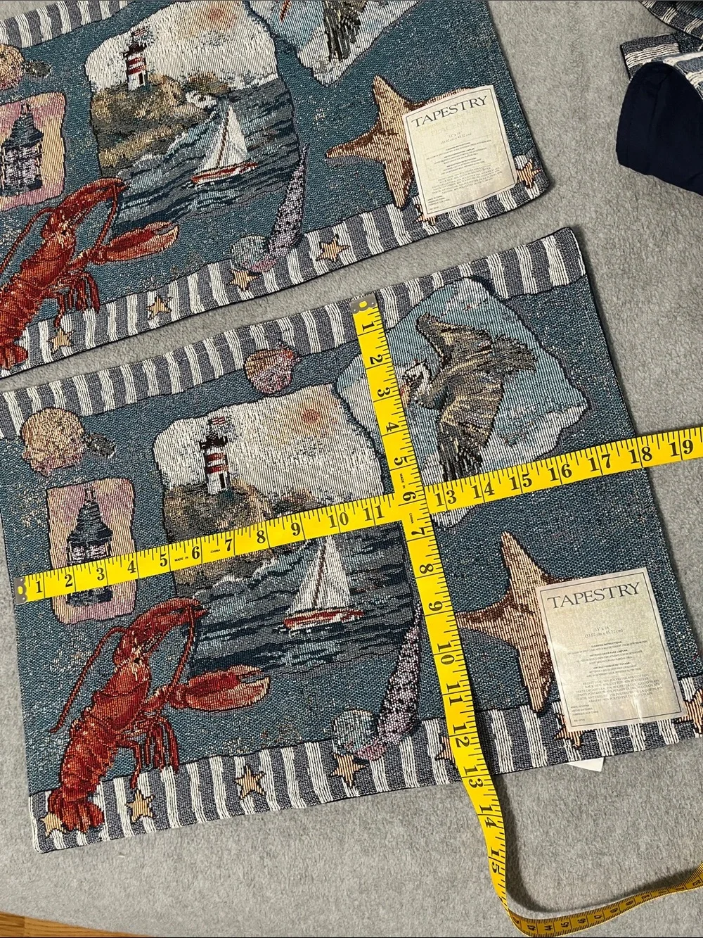 Tapestry Nautical Placemats Bundle Lot Of Five Coastal Lighthouse Beach